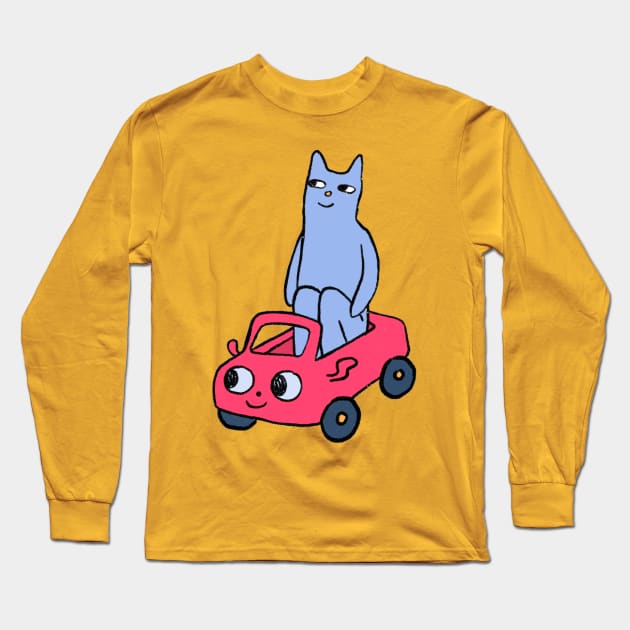 Cat in car Long Sleeve T-Shirt by Giraffe Milk